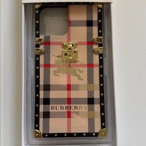 Plaid iPhone 12 Pro Max Case - light pink and Gold